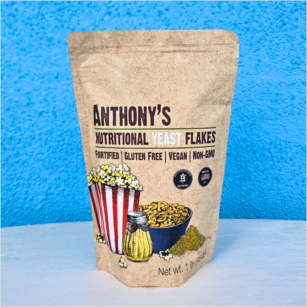 Embrobi product thumbnail for Anthony's fortified nutritional yeast flakes, a pantry helper for savory cheesy flavor and an extra B vitamin boost.